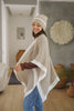 Jenna Mohair Blend Graphic Cape | Stone with Cream Tipping