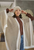 Jenna Mohair Blend Graphic Cape | Stone with Cream Tipping