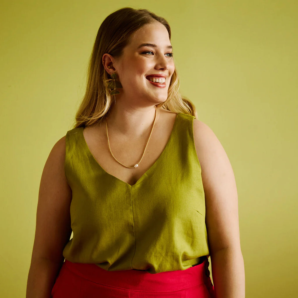 Linen Cami | Chartreuse