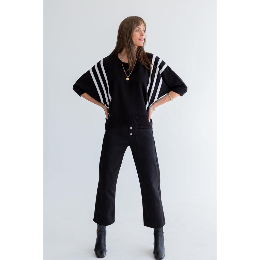 Ali Knit | Black Ivory Stripe