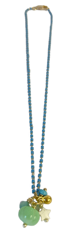 Delicate Turquoise Seed Bead Chain with Cluster