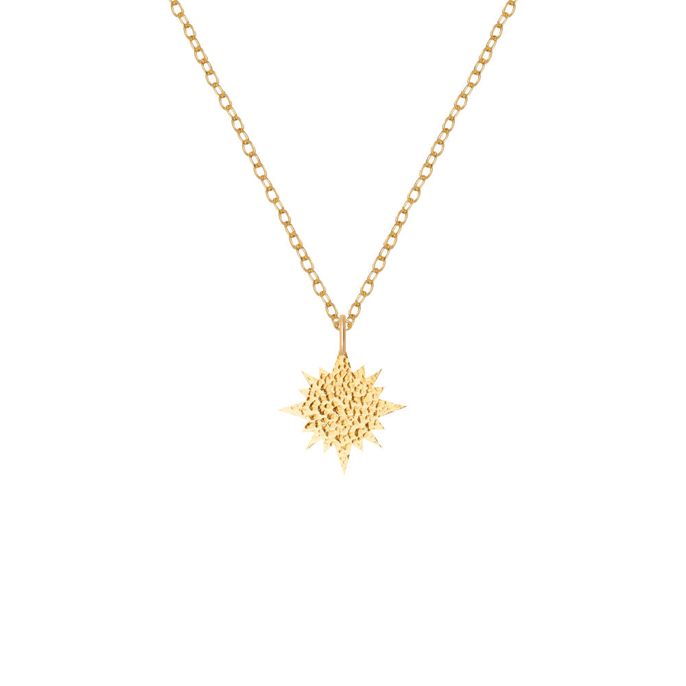 Hammered Sun Necklace | Brass - Purr Clothing - ORA