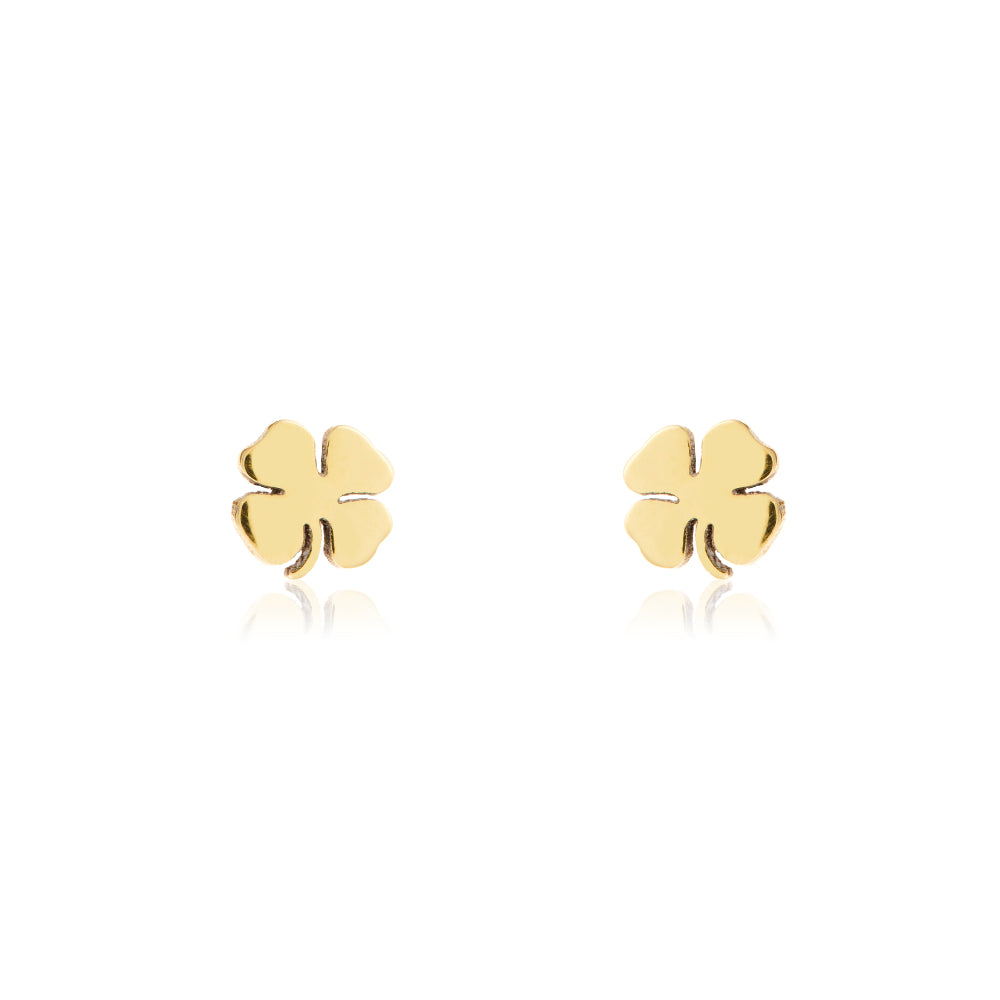 Tiny Four Leaf Clover Studs | Brass - Purr Clothing - ORA