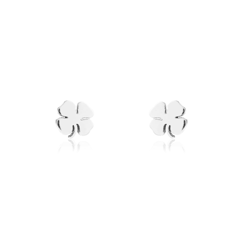 Tiny Four Leaf Clover Studs | Silver - Purr Clothing - ORA