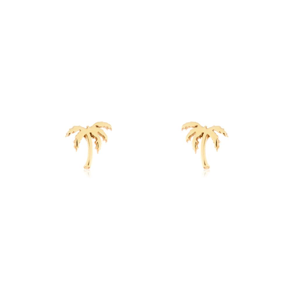 Tiny Palm Tree Studs | Brass - Purr Clothing - ORA