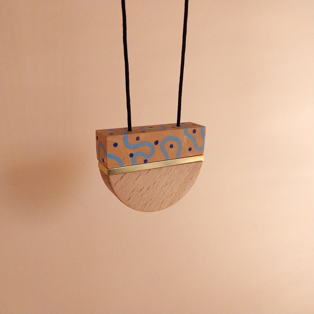 Half Round Beech Wood Pendant