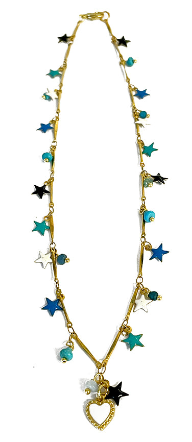 BLUE STAR CHAIN WITH WHITE HEART