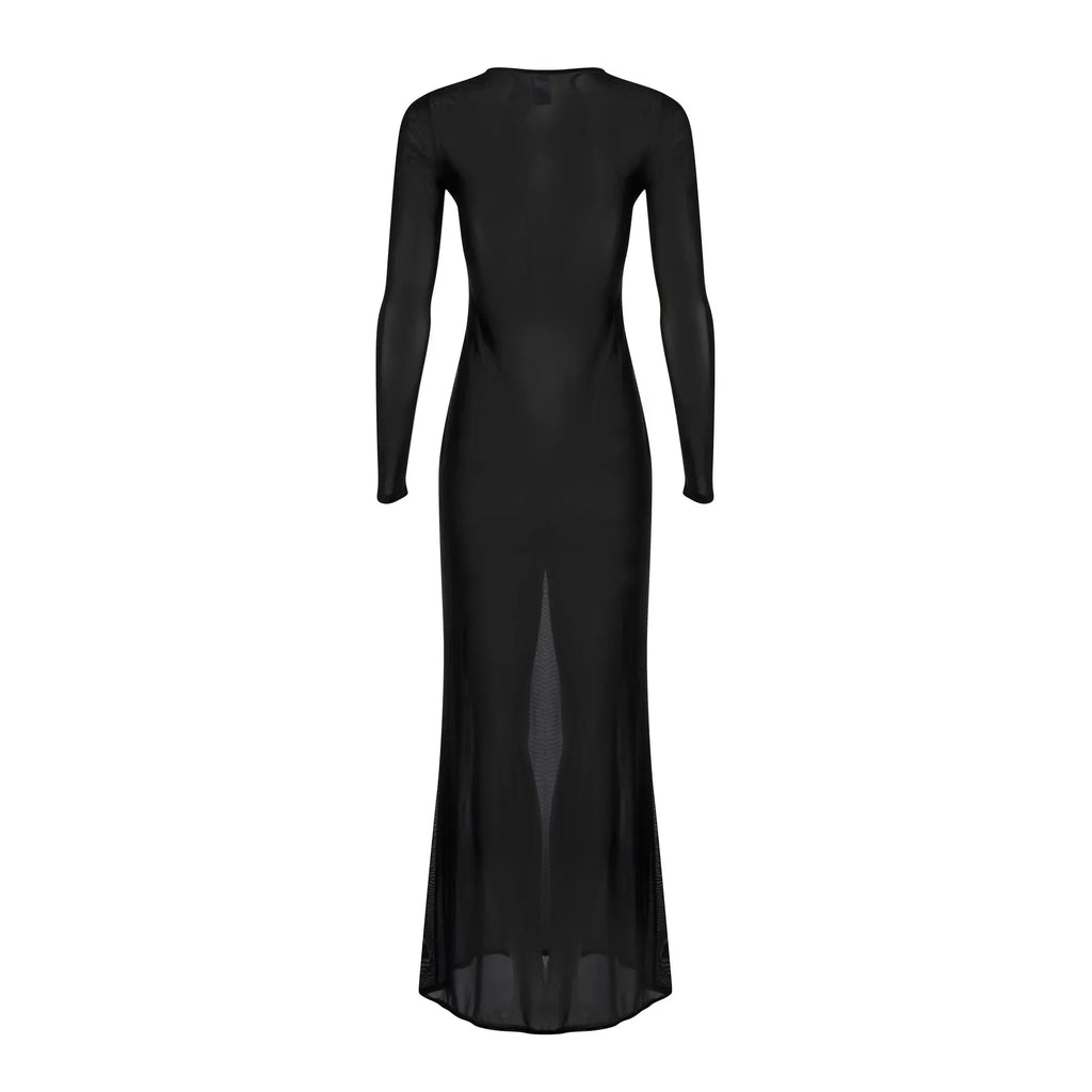 Long mesh Dress | Black - Purr Clothing - Beach Cult