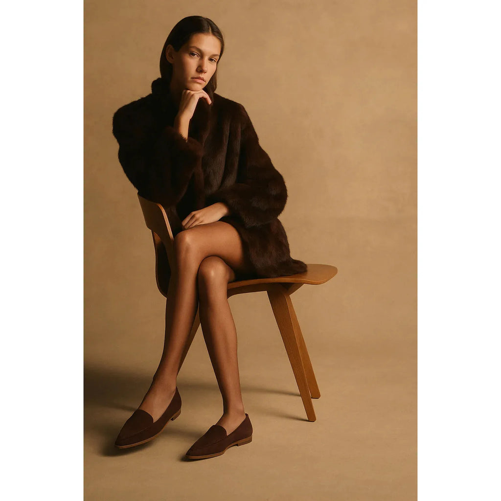 Pointed Moccasin | Black suede