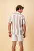 Short sleeve shirt | cotton retro stripe brown