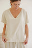 Riva linen v-neck top | Natural