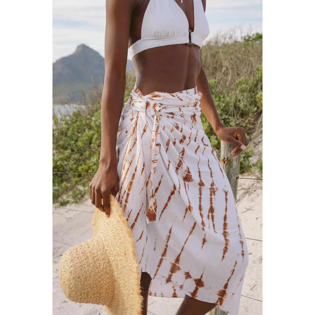 Liz Wrap skirt | choc white tie dye