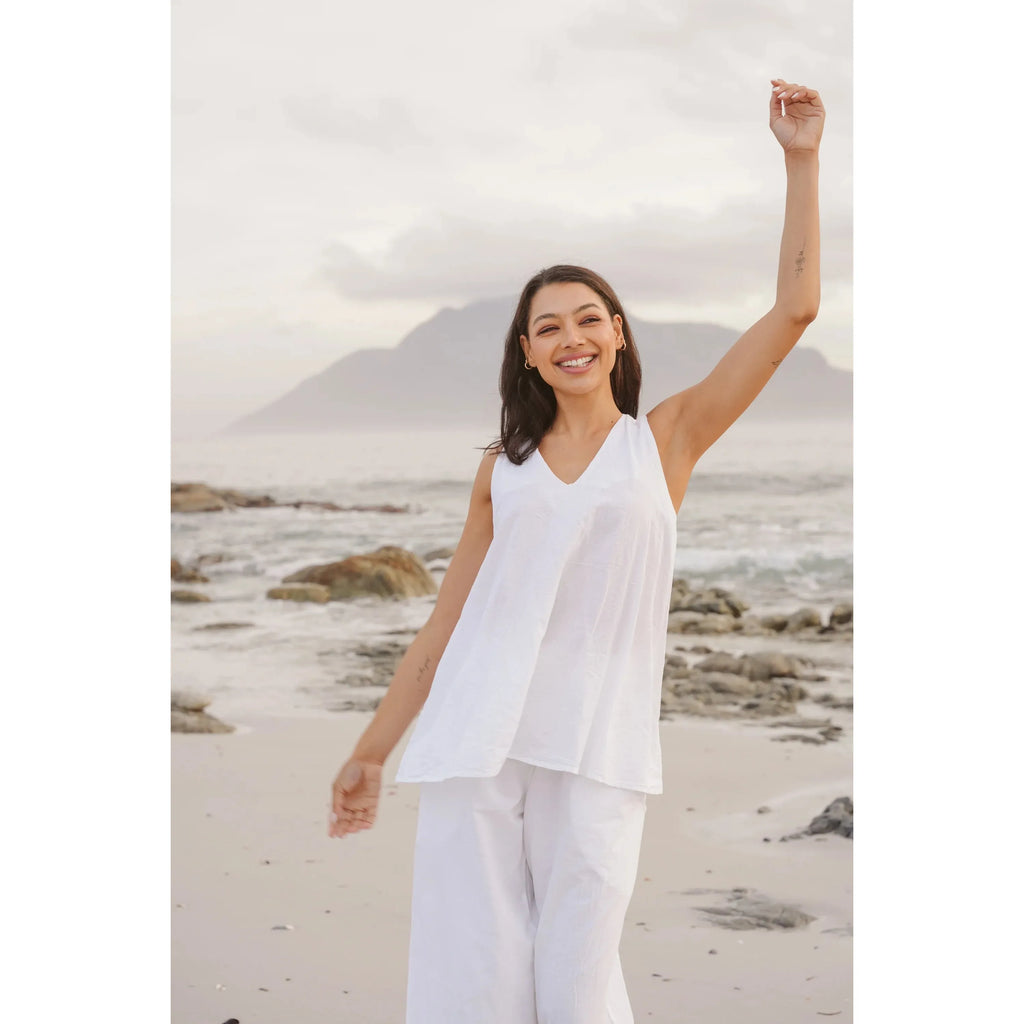 Nikki  cotton swing  top | white