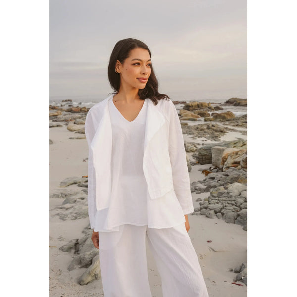 Sophia cotton relaxed Biker Jacket | white