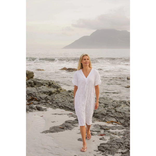 Sage cotton flowy  kaftan | White