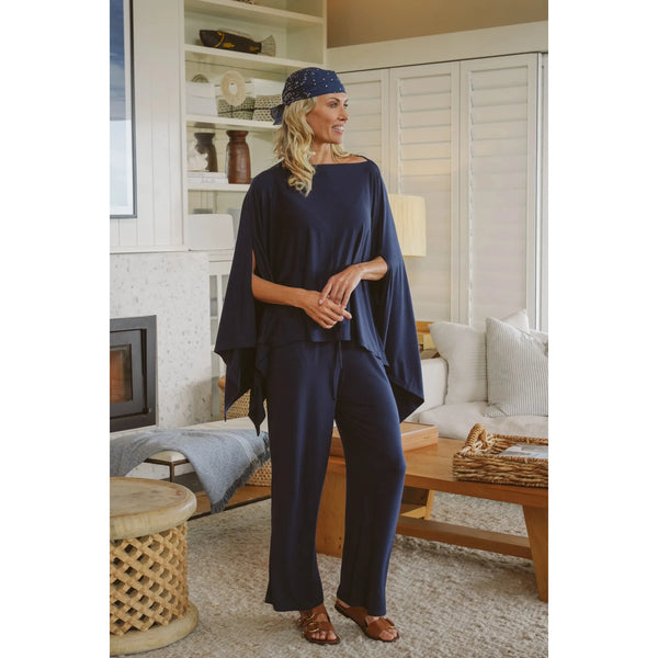 Charlie Viscose pull-on pants | Navy