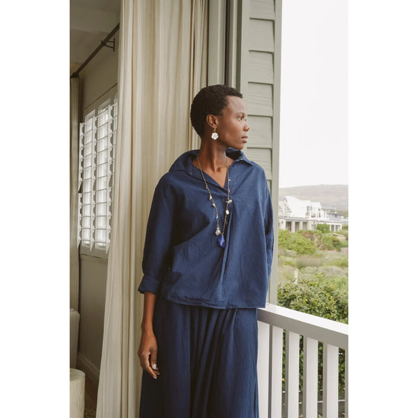 Kate Cotton 3/4 sleeve shirt | navy