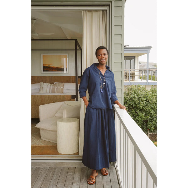 Lily Cotton Maxi skirt | Navy
