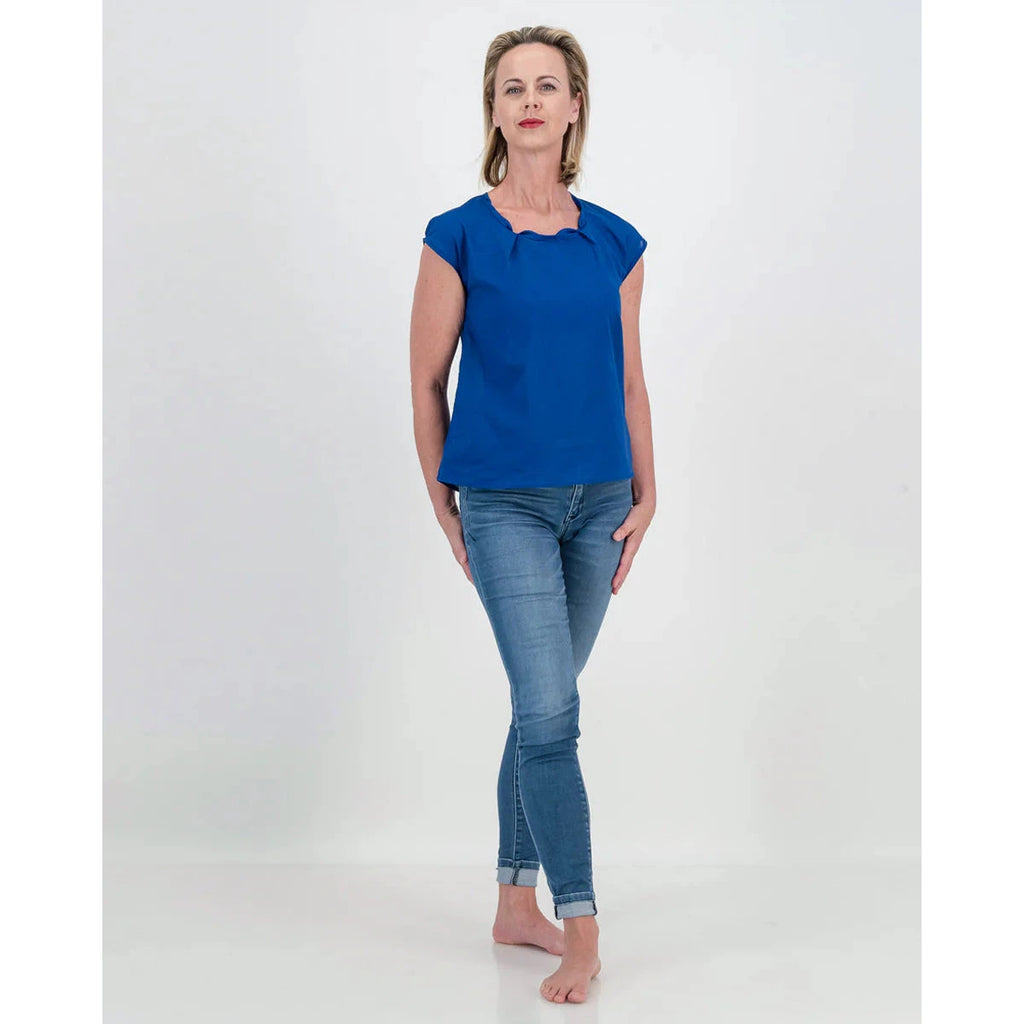 Ada Pleat Top | Sapphire