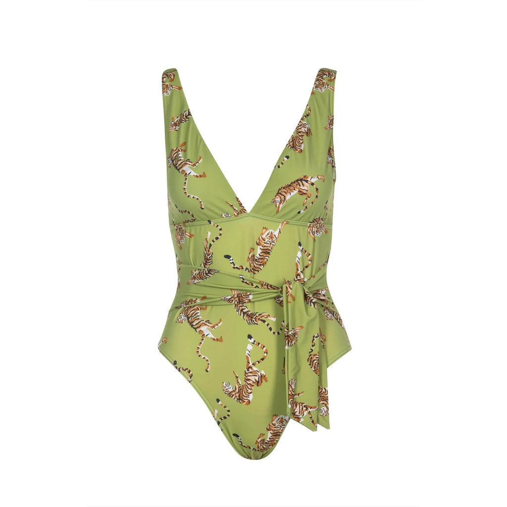 Amara One-Piece Swimsuit | Pistachio Tiger