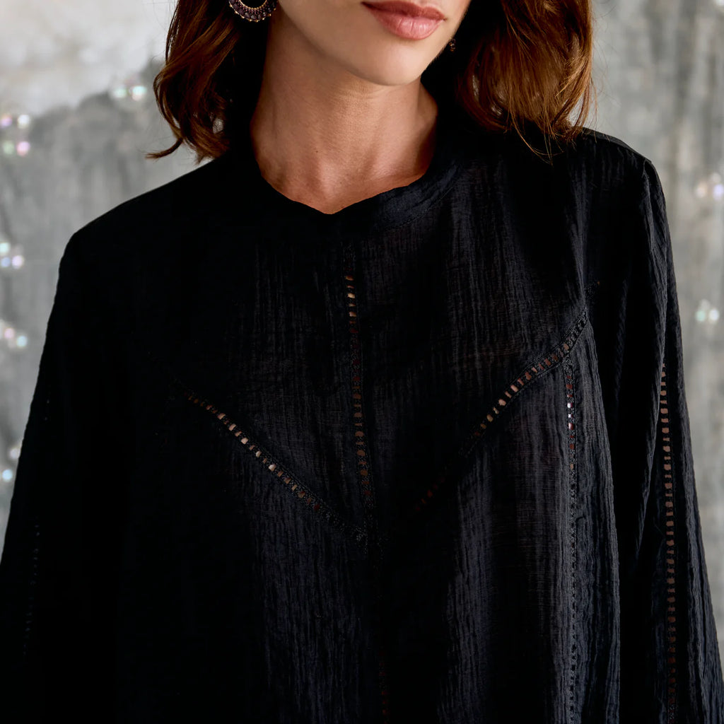 Inset Blouse | Black - Purr Clothing - GOOD Clothing