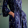 Saffron dress - Navy Ikat