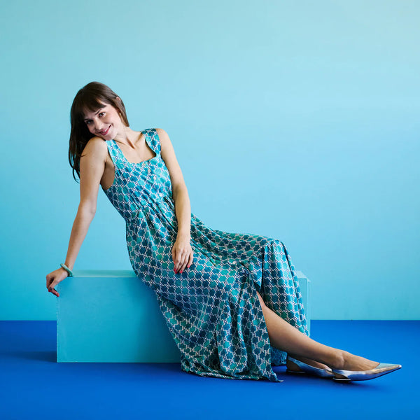 Kiwi Dress | Teal Tile