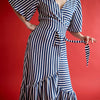 wrap dress | navy stripe