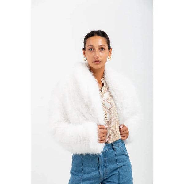 Allerga Coat Ivory Fur - Purr Clothing - Kinda