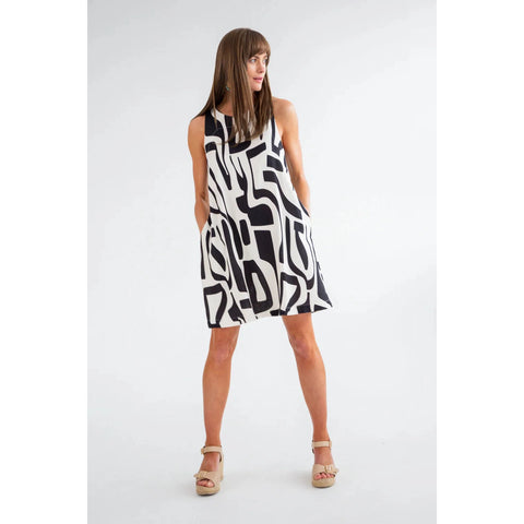 St Tropez Dress | Black Abstract