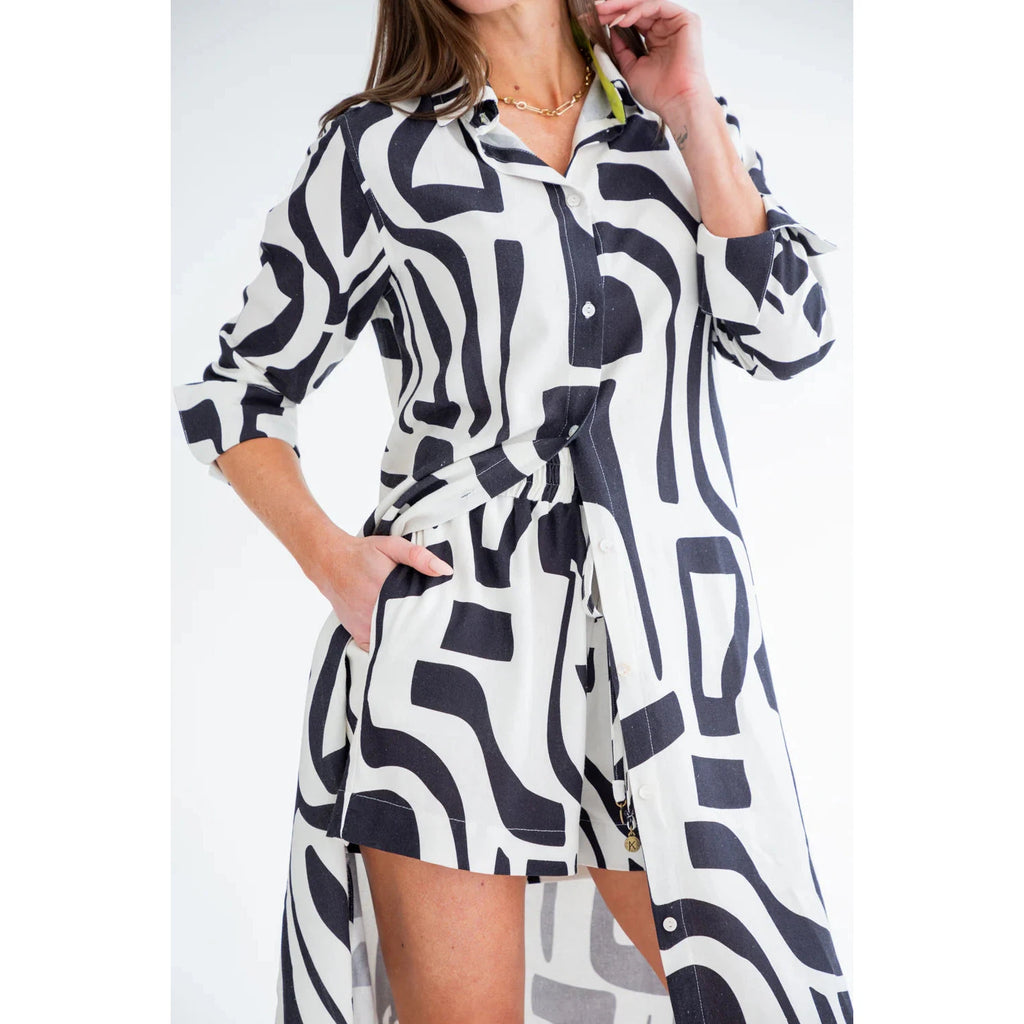 Evie Dress |  Black Abstract