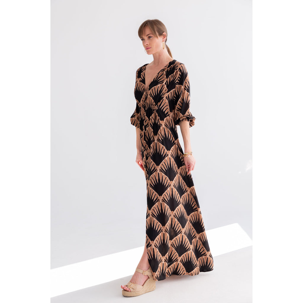 Aniston Dress | Fan Print