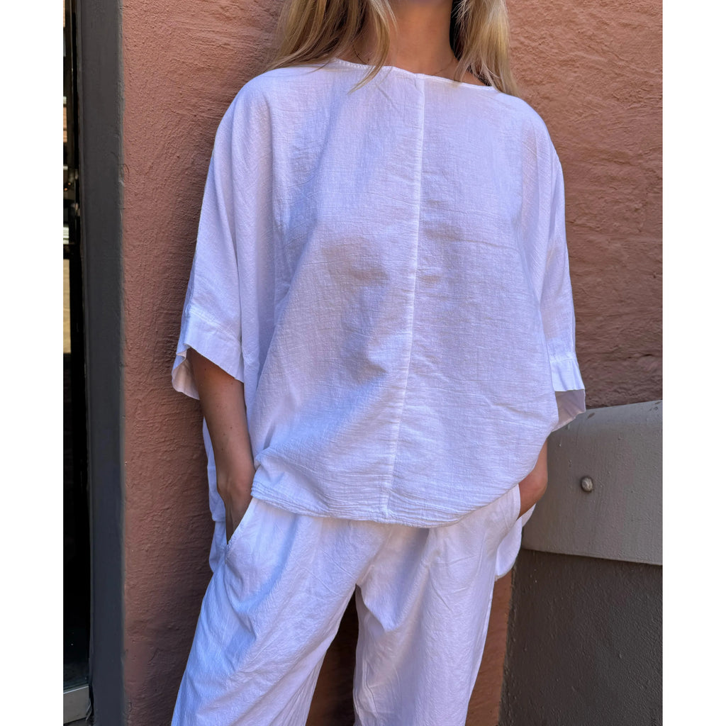 Romily Cotton Poncho Top | White