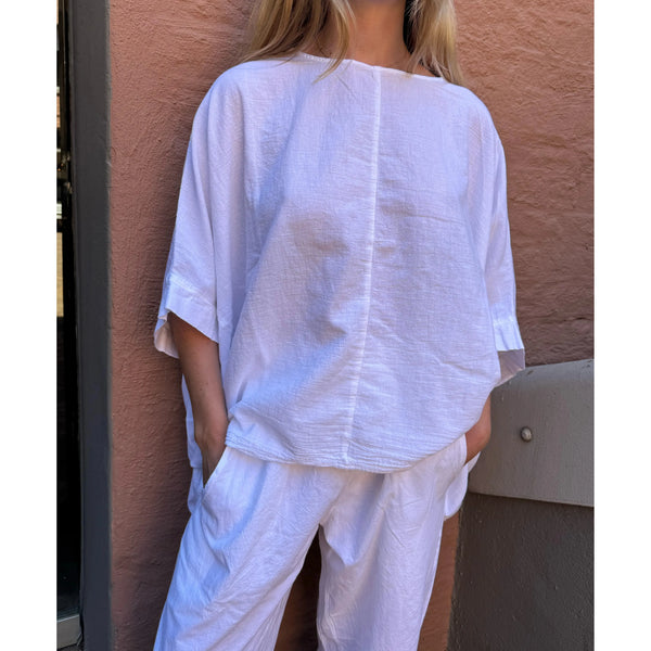 Romily Cotton Poncho Top | White