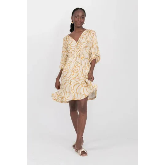 Aniston Dress short  | Sand shell print