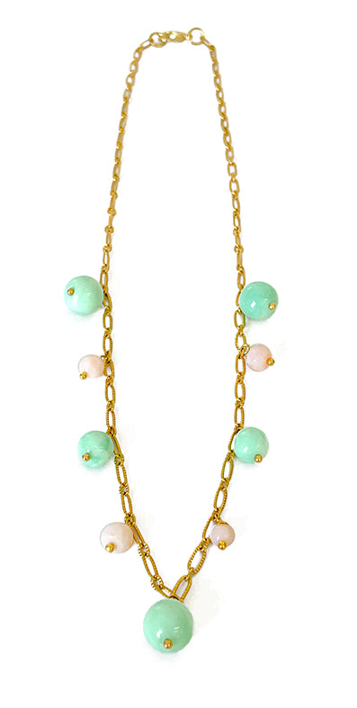Chain with Green and Pink Opal