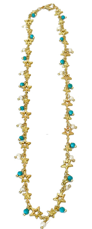 GOLD STAR CHAIN WITH TURQUOISE