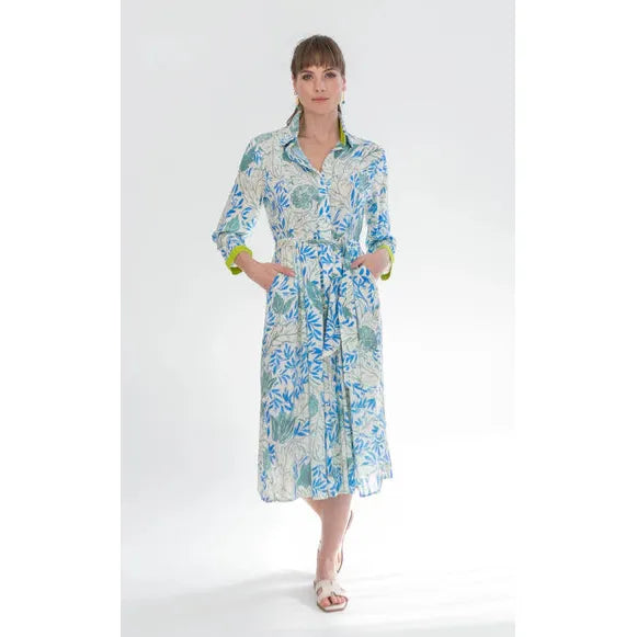 Delilah Dress | blue & green flower