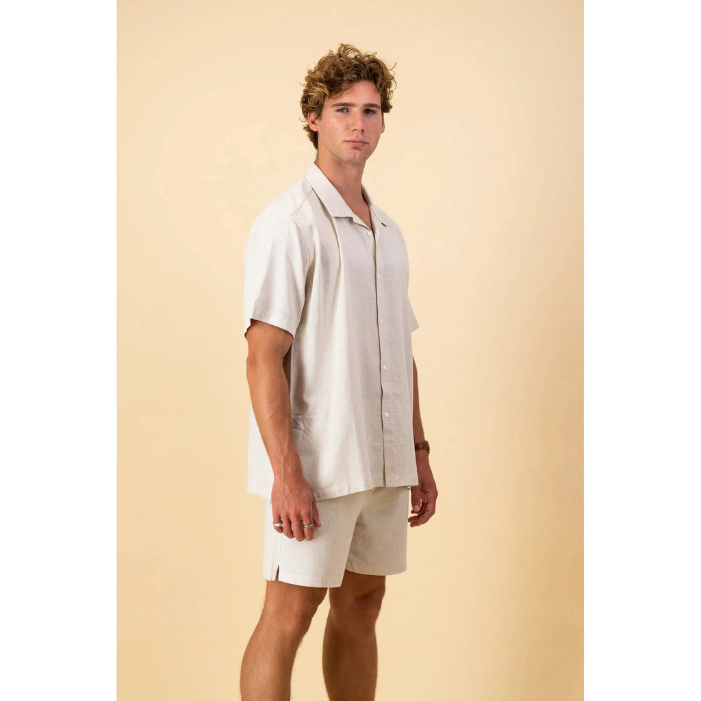 Short Sleeve Shirt Linen Viscose | Oatmeal