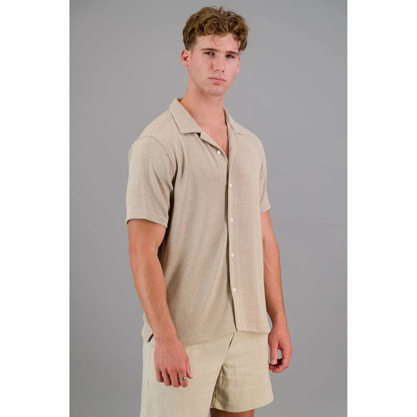 ss polo shirt poly rib | taupe