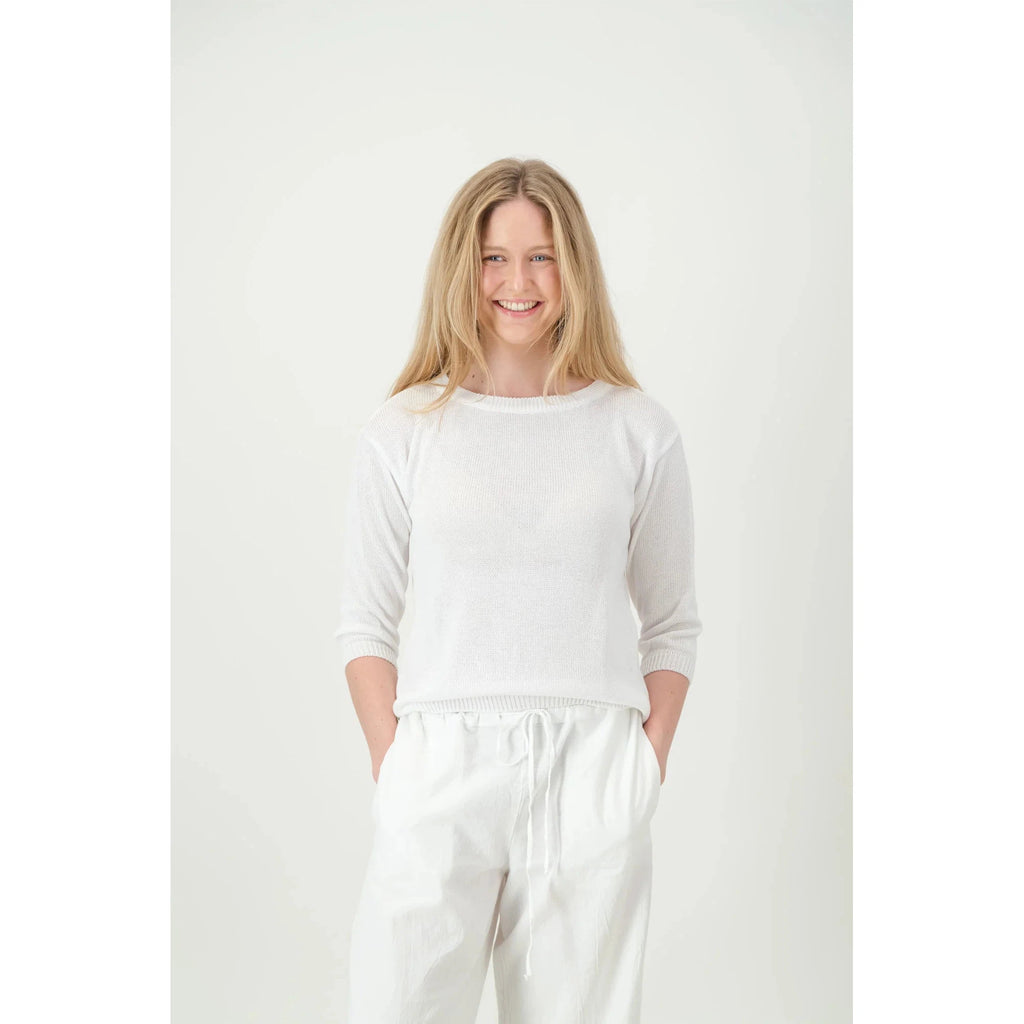 Tessa Cotton Roundneck Knit | White