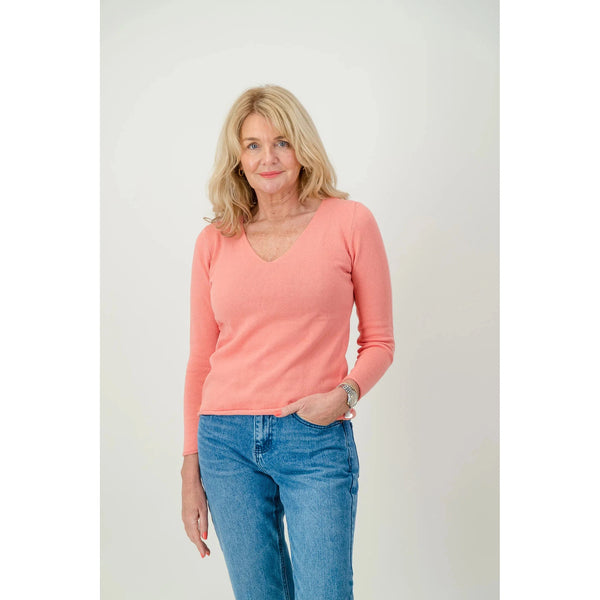 Justine Cotton V Neck | coral