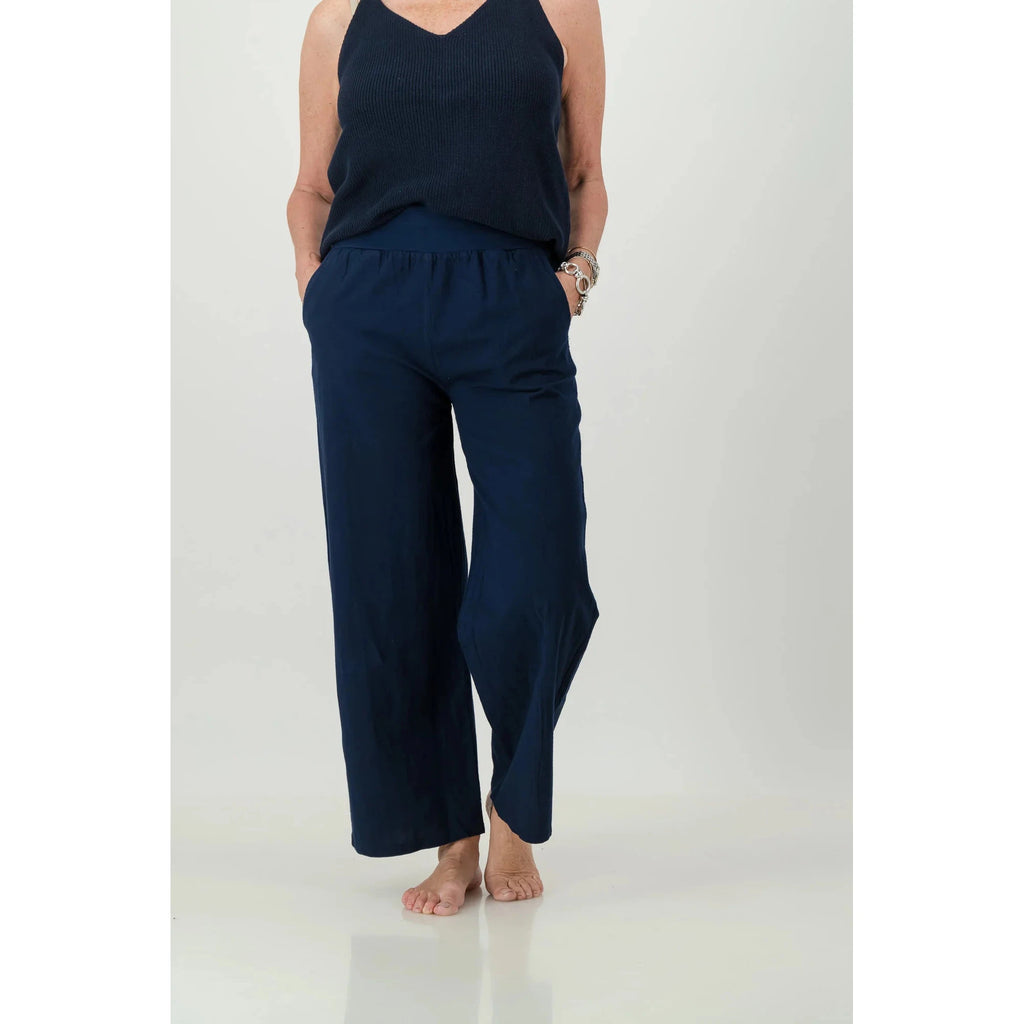 Kalani Cotton Wide Leg Pants | Nautical Navy