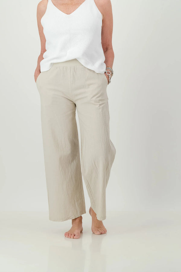 Kalani Cotton Wide Leg Pants | Pebble Beach