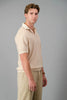 Short Sleeve Polo Acrylic Knit | Caramel