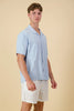 Short sleeve shirt | viscose Embossed Floral Sky - Purr Clothing - Chaos & Calm