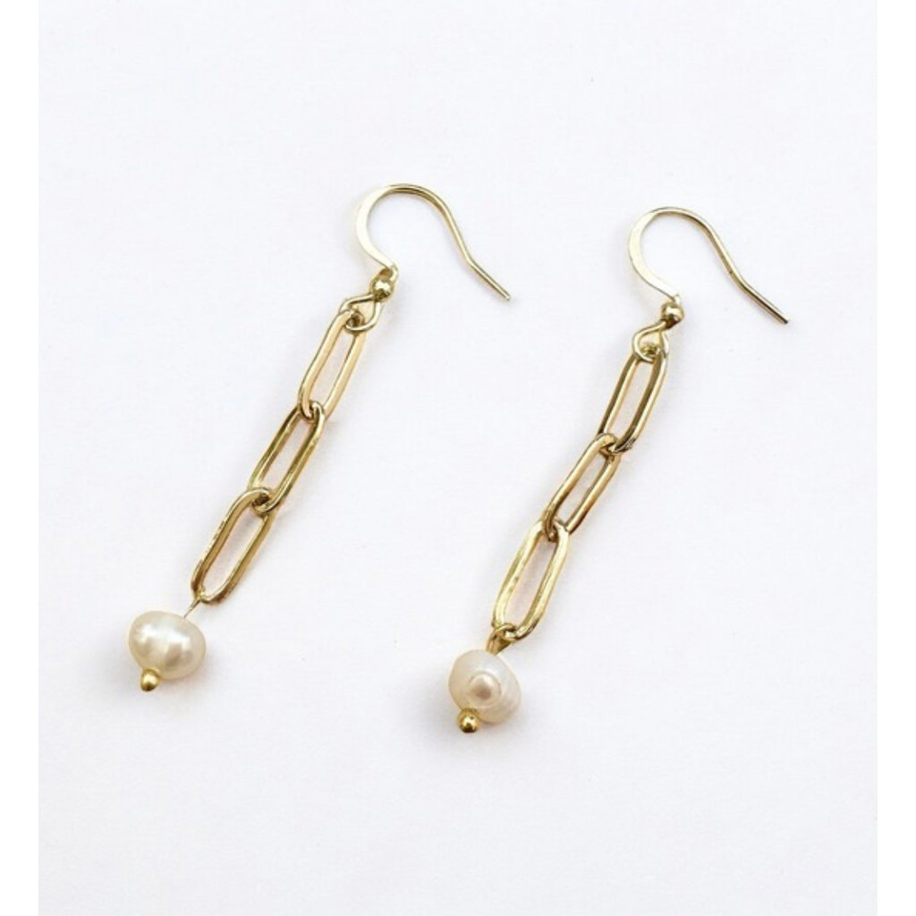 paperclip pearl earrings