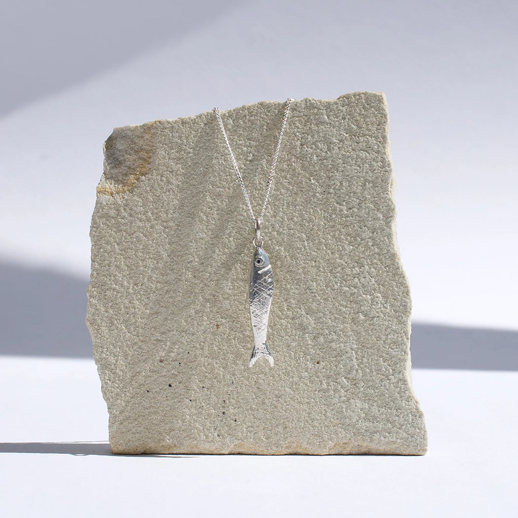 Silver sardine pendant