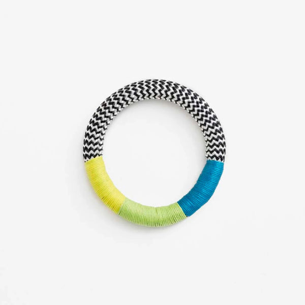 Dynamic Bracelet | White Zig Zag | Yellow Lime Teal