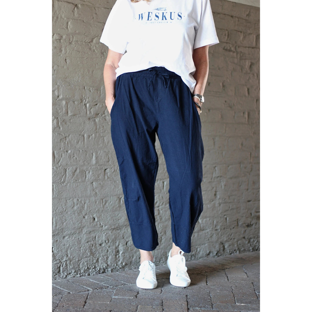 Cove Cotton Barrel Pants | Nautical Navy